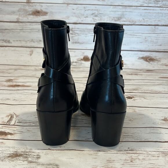 Anne Klein Black Leather Heeled Boots - Picture 5 of 12